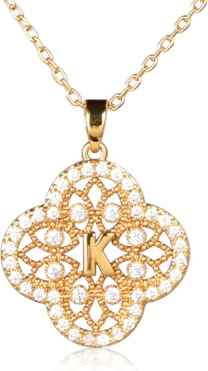 14K Gold Plated Personalized Necklace for Women - Dainty Gold Alphabet & Crystal Pendant Gift Set, Adjustable Hypoallergenic Chain for Birthday Anniversary Thanksgiving (A-Z Letters)