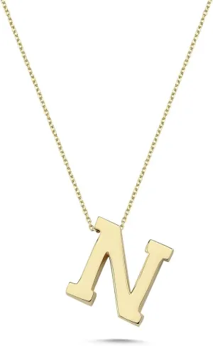 14k Real Gold Initial Necklace for Women - Dainty Charm Pendant Letter Necklace Jewelry for Women | Gifts for Birthday, Christmas, Valentines Day | Collar de Oro para Mujer | 18''