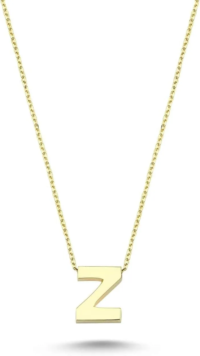 14k Solid Gold Initial Necklace for Women - Dainty Charm Pendant Letter Necklace Jewelry for Women | 18''