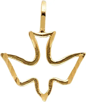 14K Yellow Gold Religious Holy Spirit Dove Pendant - Crucifix Charm Polish Finish - Handmade Spiritual Symbol - Gold Stamped Fine Jewelry - Great Gift for Men & Women for Occasions, 14 x 17 mm, 0.5 gms