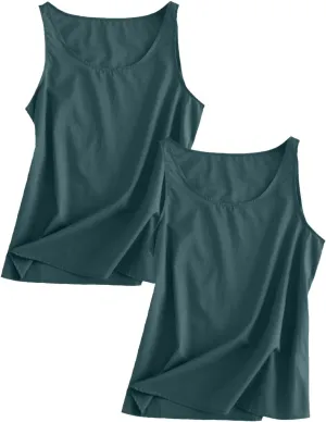 2 Pack Womens Linen Tank Tops 2025 Summer Beach Vacation Shirt Crew Neck Sleeveless Loose Fit Casual Blouse