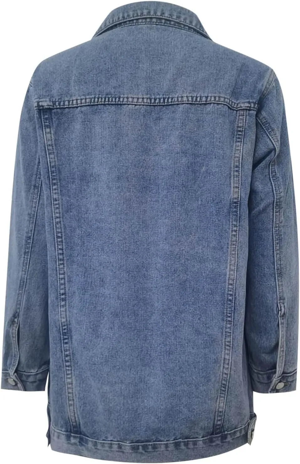 2023 Jean Jacket for Women Distressed Frayed Denim Jacket Ladies Retro Classic Ripped Stretchy Jacket Coats with Pockets