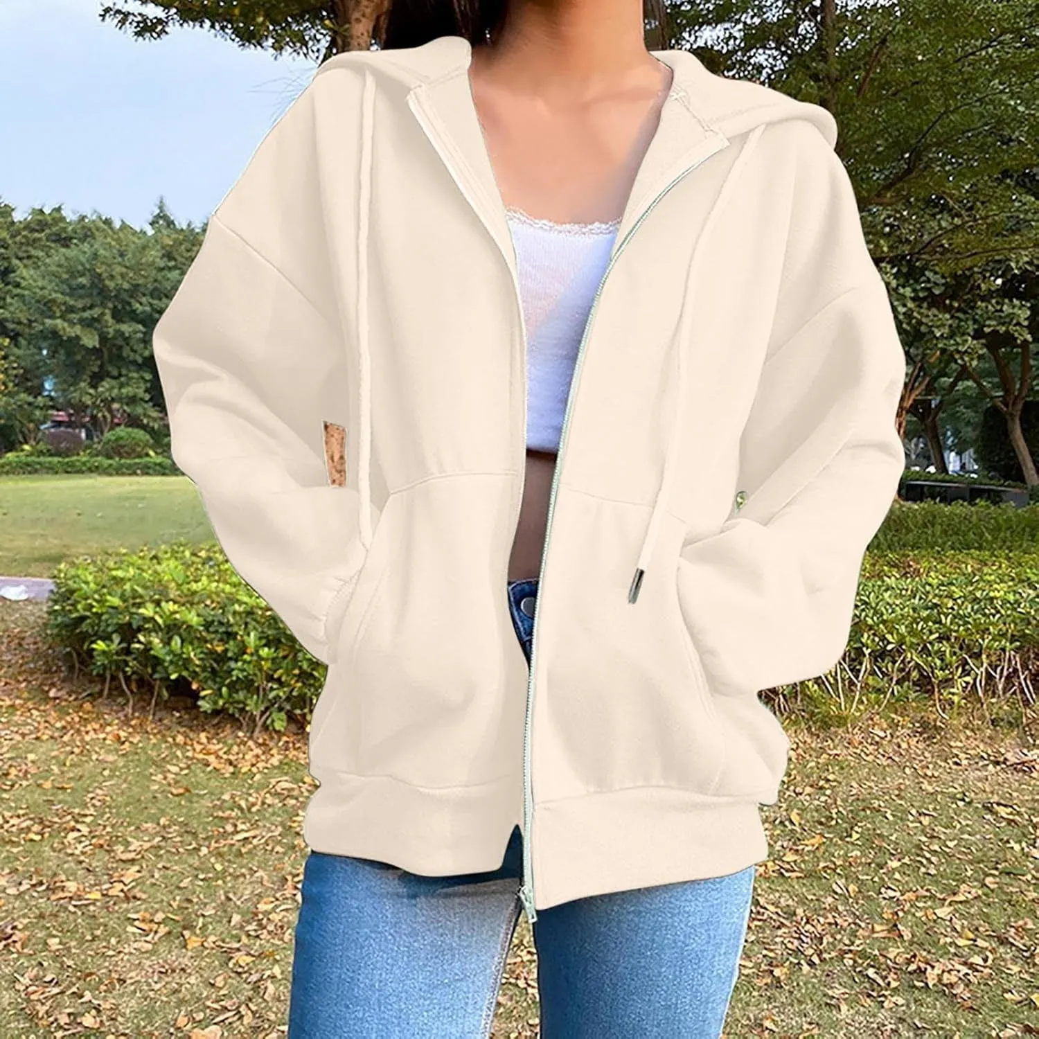 2023 Zip Up Hoodies For Women Oversized Sweatshirt Fall Casual Long Sleeve Plus Size Loose Fashion Jacket Coat