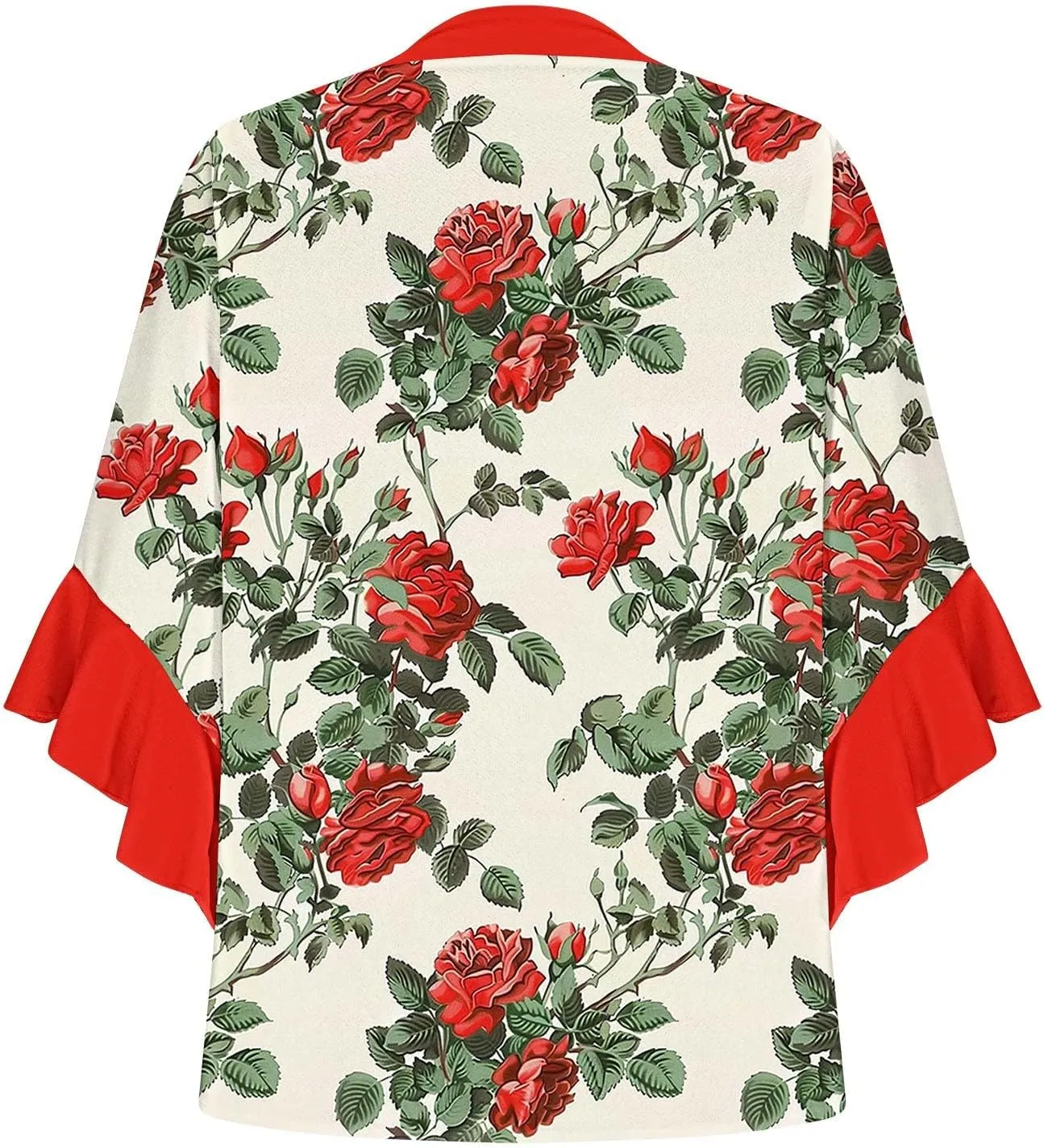 3/4 Length Sleeve Women Tops V Neck Ruffle Shirts Casual Summer Floral Boho Blouses Plus Size Spring Clothes
