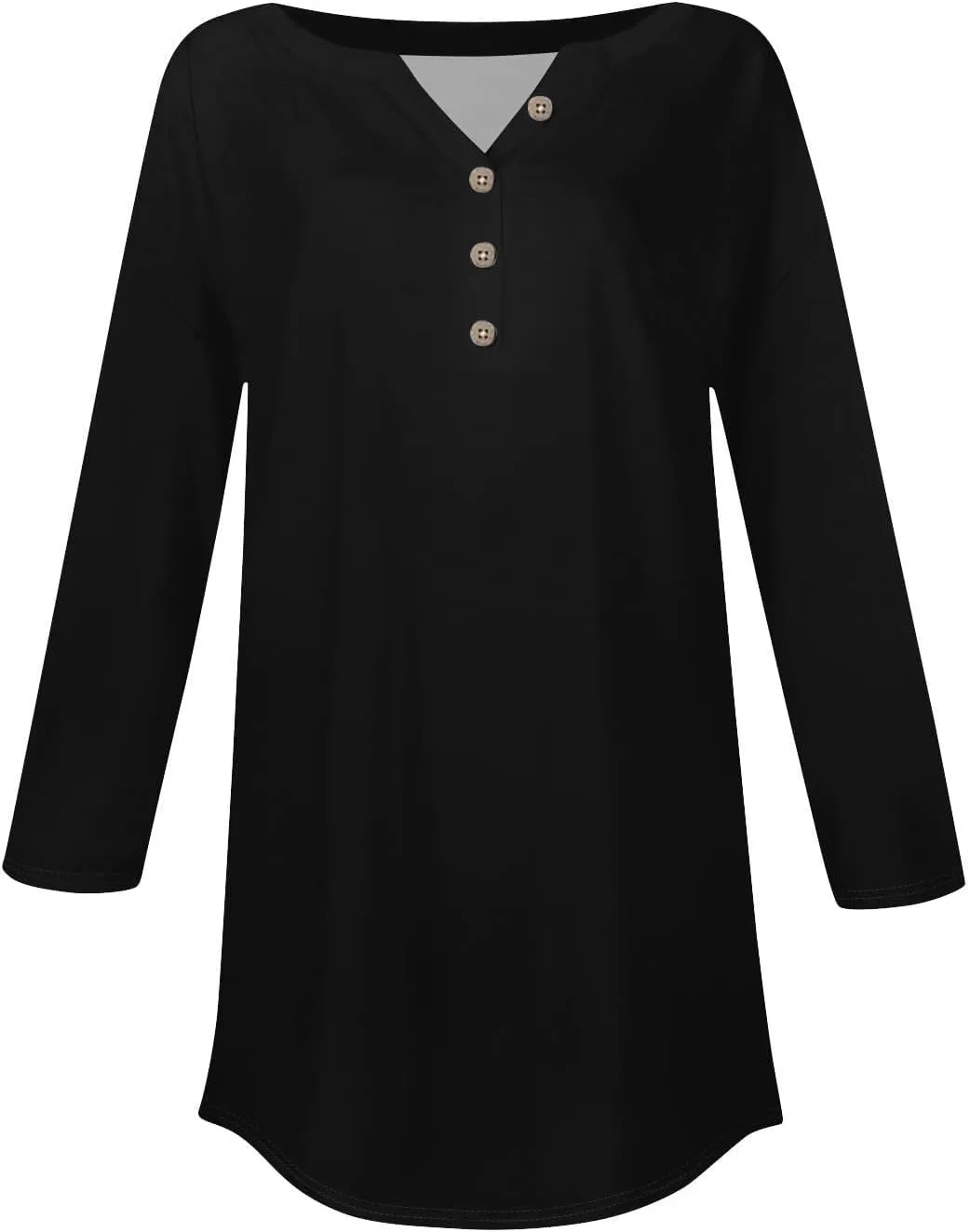 3/4 Length Sleeve Womens Tops 2025 Casual Loose Fit Long Tunic Tops Henley Neck Three Quarter Sleeve Button Up Shirts
