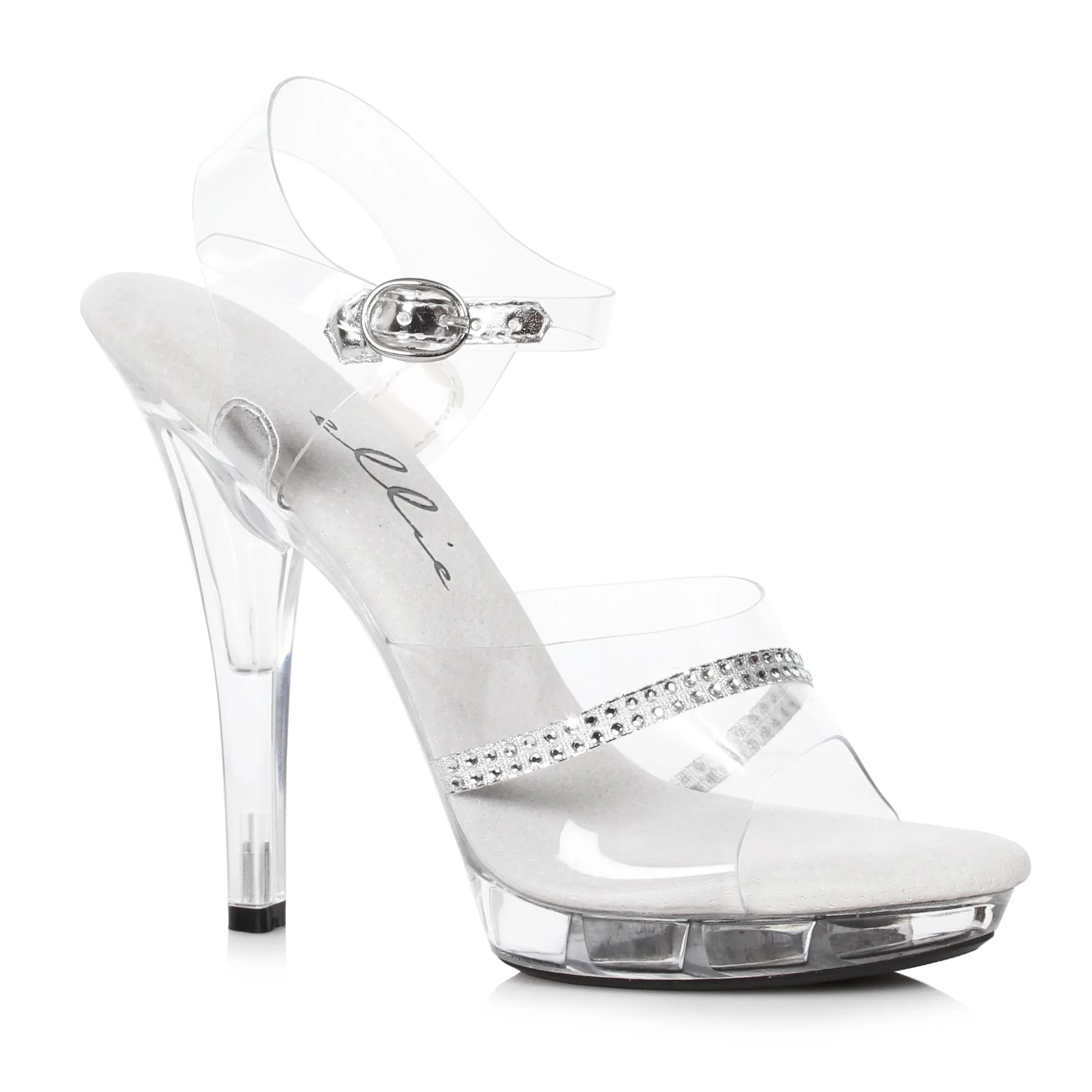 5 Heel Clear Rhinestone Sandal