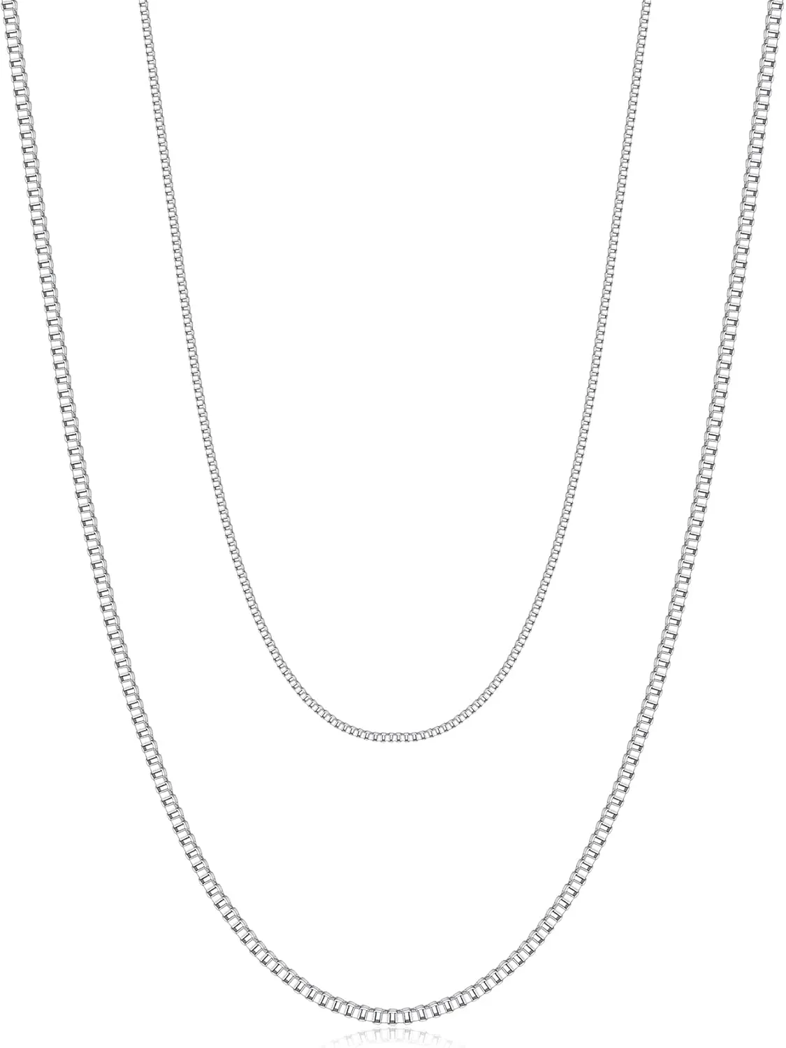 925 Sterling Silver Chain Necklaces for Women Trendy,Dainty Box Layered Chain Necklaces Set