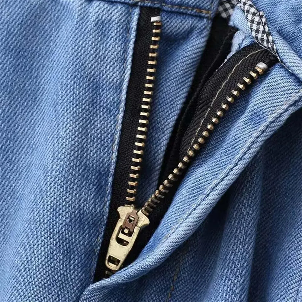 Adhdyuud Women Casual Mini Denim Skirts Summer High-Waisted A-Line Loose Mid-Length Jeans Skirt