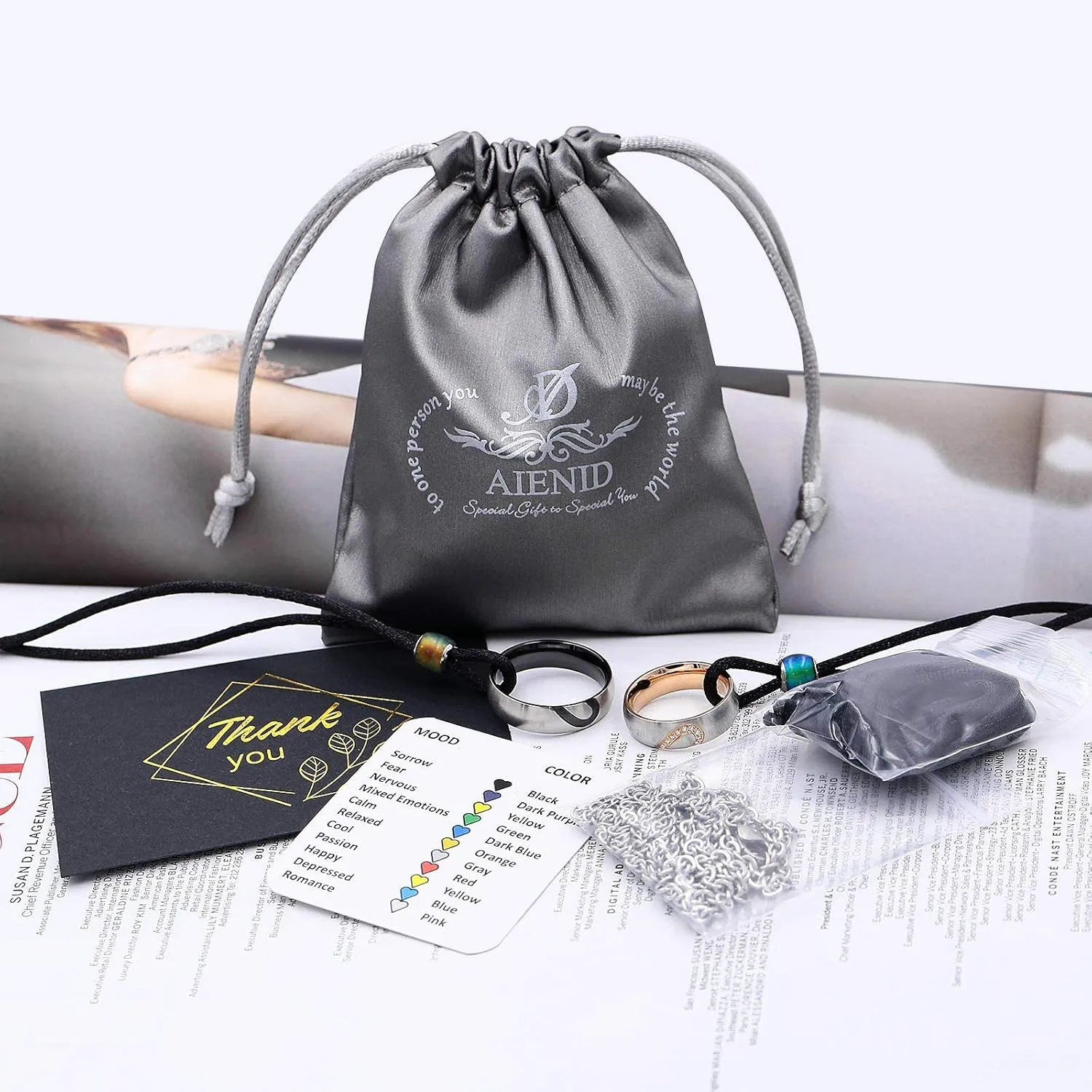 Aienid Matching Necklace, Stainless Steel Necklaces 2Pcs Couple Ring Heart Pendant Necklaces for Promise