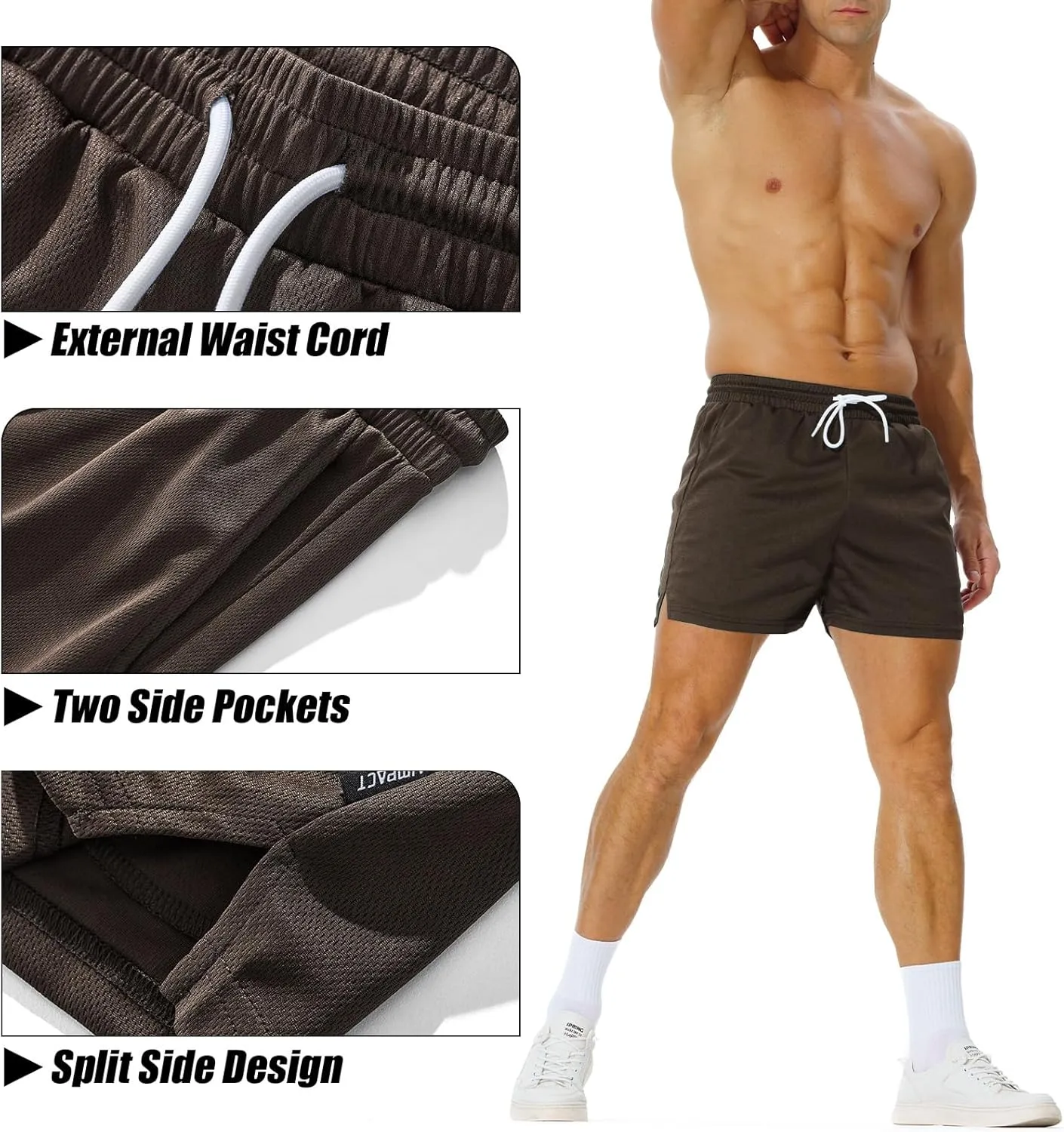 AIMPACT Mens Mesh Athletic Shorts Gym Athletic Workout Shorts for Men 5 Inch Running Shorts with Pocket
