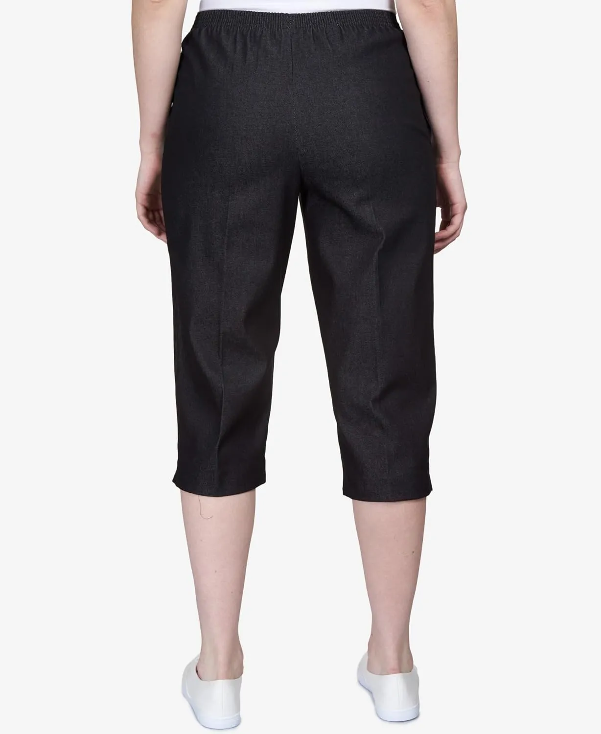 Alfred Dunner Women's All Around Elastic Waist Denim Missy Capris Pants Jeans