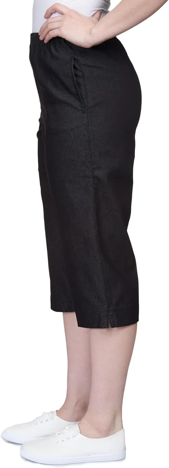 Alfred Dunner Women's All Around Elastic Waist Denim Missy Capris Pants Jeans