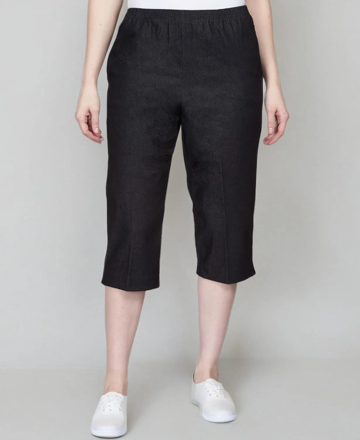 Alfred Dunner Women's All Around Elastic Waist Denim Missy Capris Pants Jeans