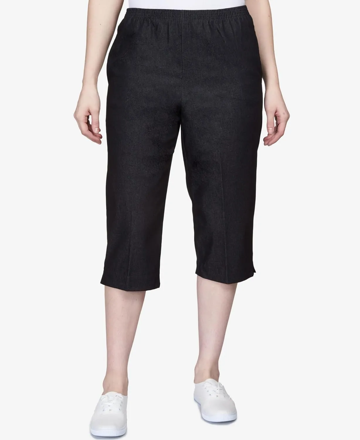 Alfred Dunner Women's All Around Elastic Waist Denim Missy Capris Pants Jeans