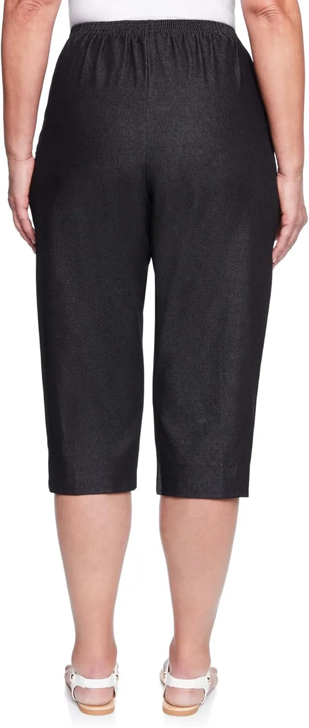 Alfred Dunner Women's All Around Elastic Waist Denim Missy Capris Pants Jeans