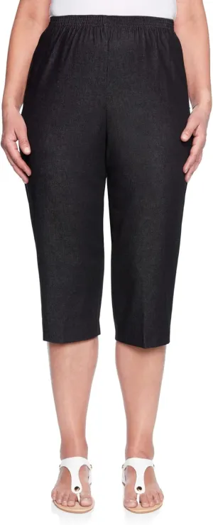 Alfred Dunner Women's All Around Elastic Waist Denim Missy Capris Pants Jeans