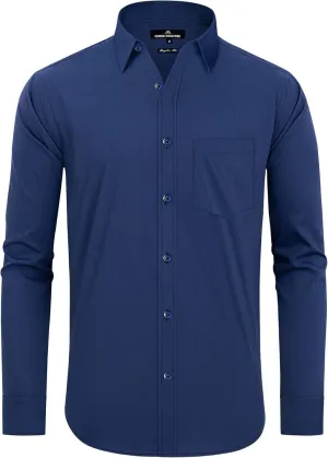 Alimens & Gentle Men's Dress Shirts Regular Fit Long Sleeve Button Down Shirts Wrinkle Free Cotton Shirts