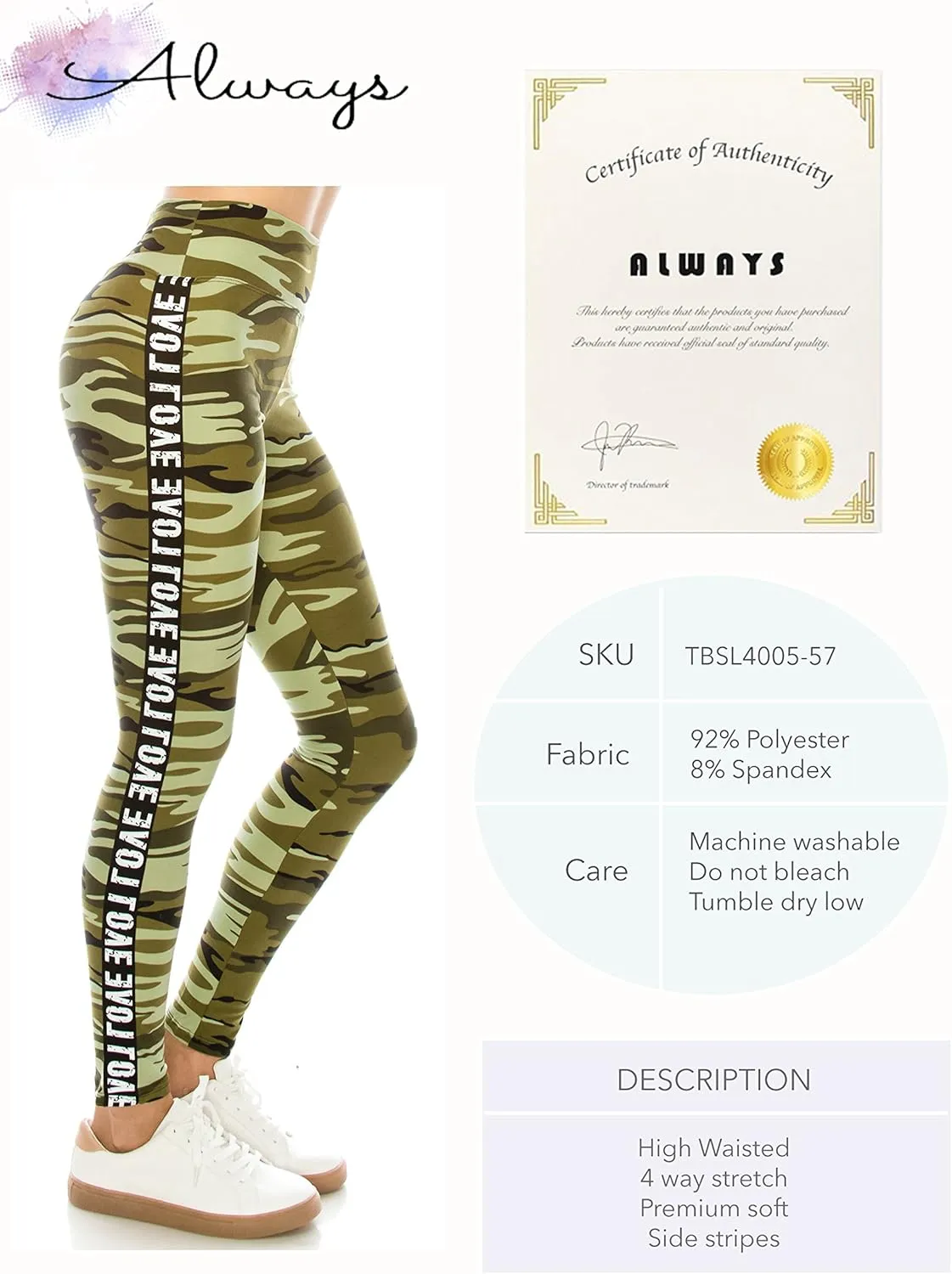 ALWAYS Legging Women Track Pants - High Waisted Premium Soft Stretch Buttery Racing Stripe