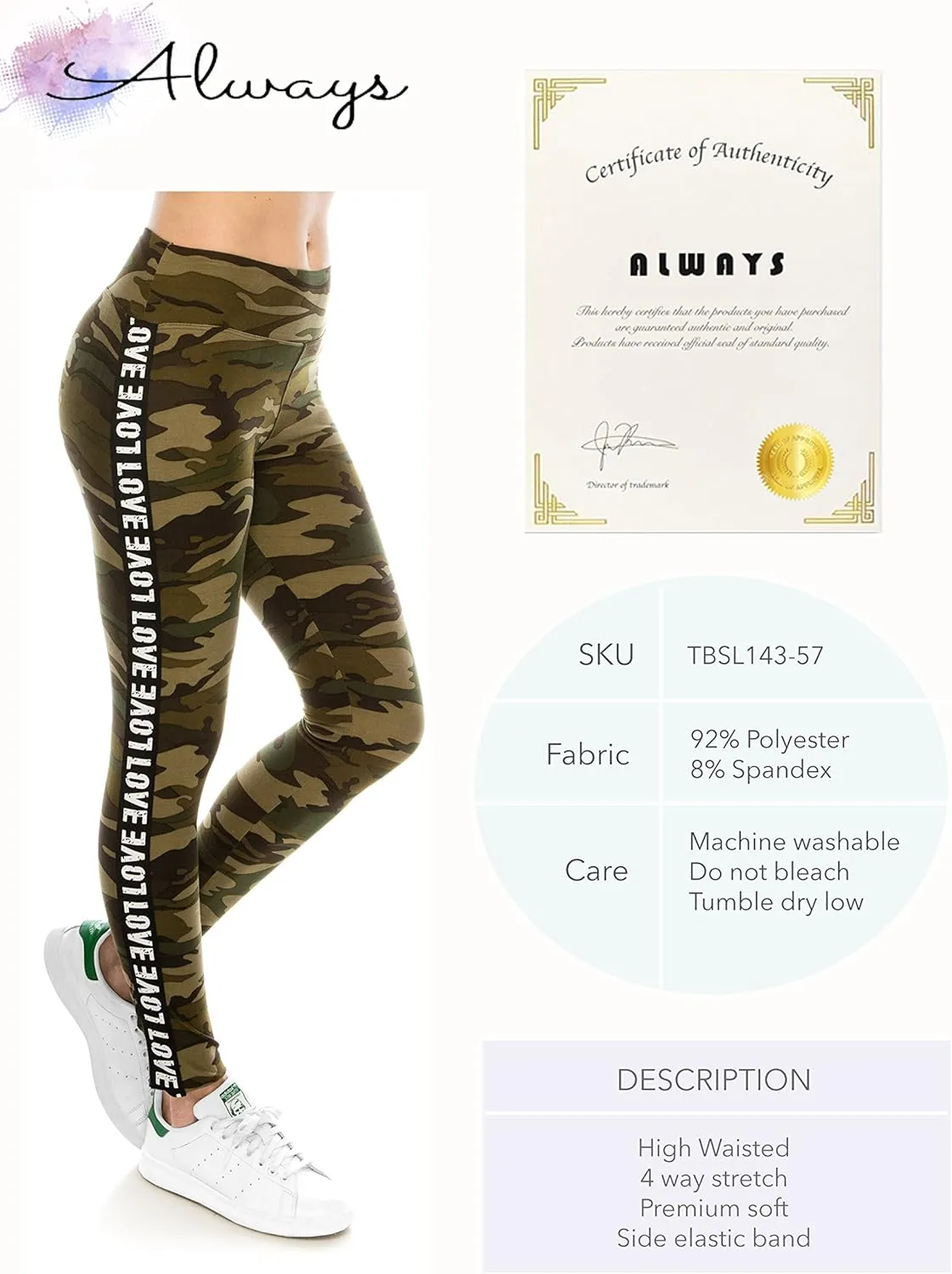 ALWAYS Legging Women Track Pants - High Waisted Premium Soft Stretch Buttery Racing Stripe