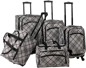 Antique Accents 5-Piece Luggage Set - Spinner Design, Includes 3 Uprights, Wheeled Duffel, Lightweight Construction, Stylish Protection