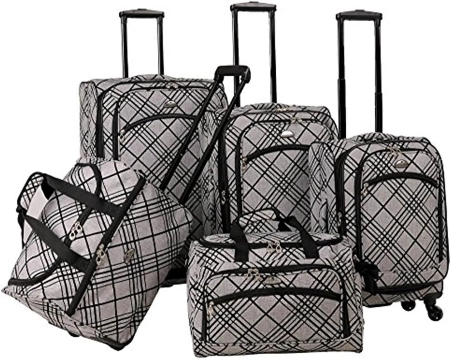 Antique Accents 5-Piece Luggage Set - Spinner Design, Includes 3 Uprights, Wheeled Duffel, Lightweight Construction, Stylish Protection