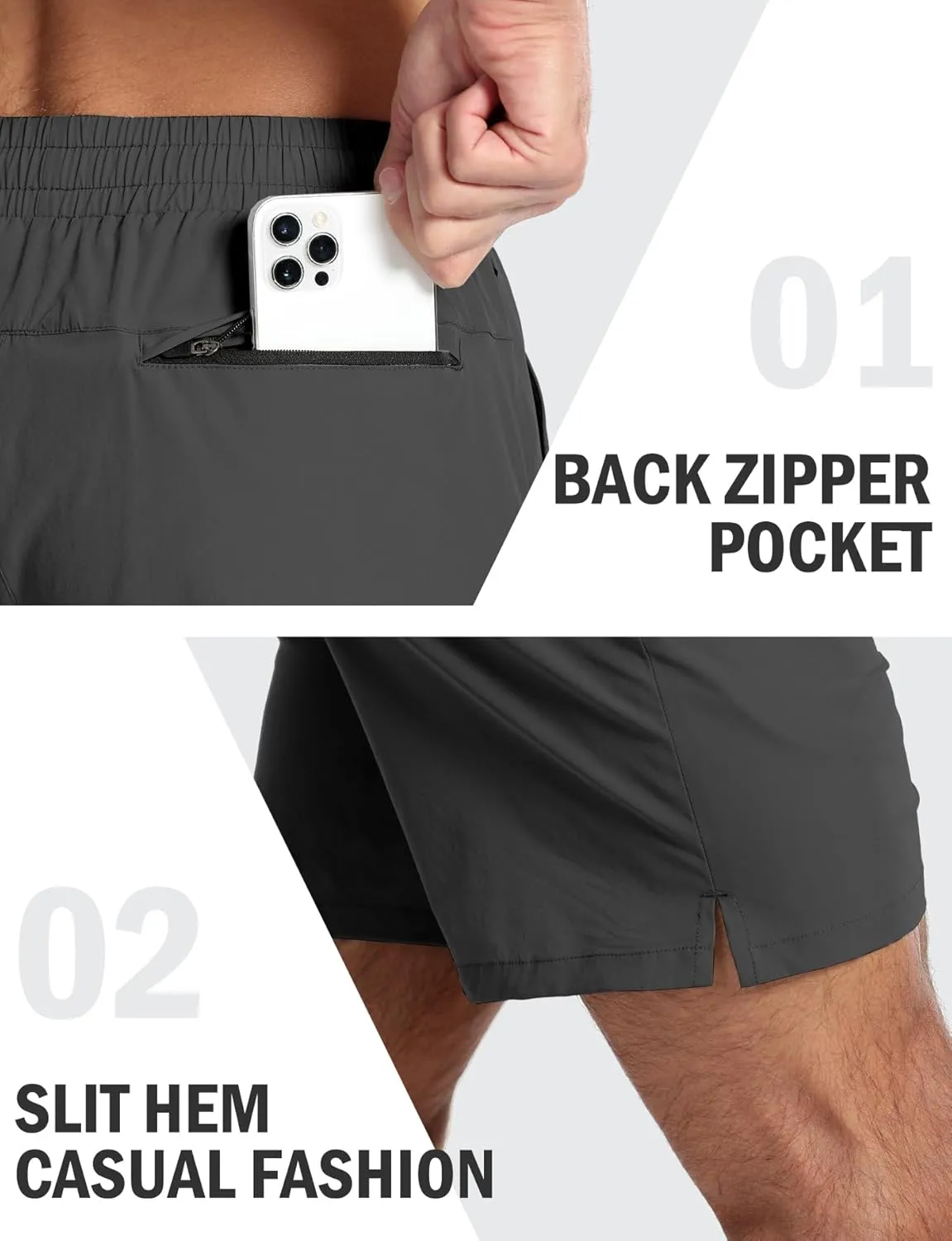Aolesy Mens Athletic Shorts 7 Quick Dry Gym Running Shorts with Zipper Pockets Lightweight Workout Shorts