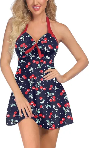 Avidlove Swimsuits for Women Two Piece Retro Tankini Set Halter Swimsuit Vintage Bathing Suits with Boyshorts