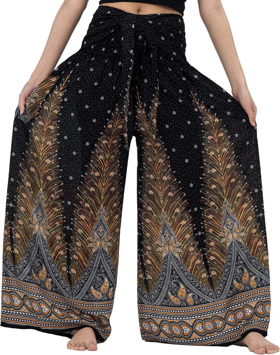 B BANGKOK PANTS Women's Boho Palazzo Pants Yoga Wide Leg Pants