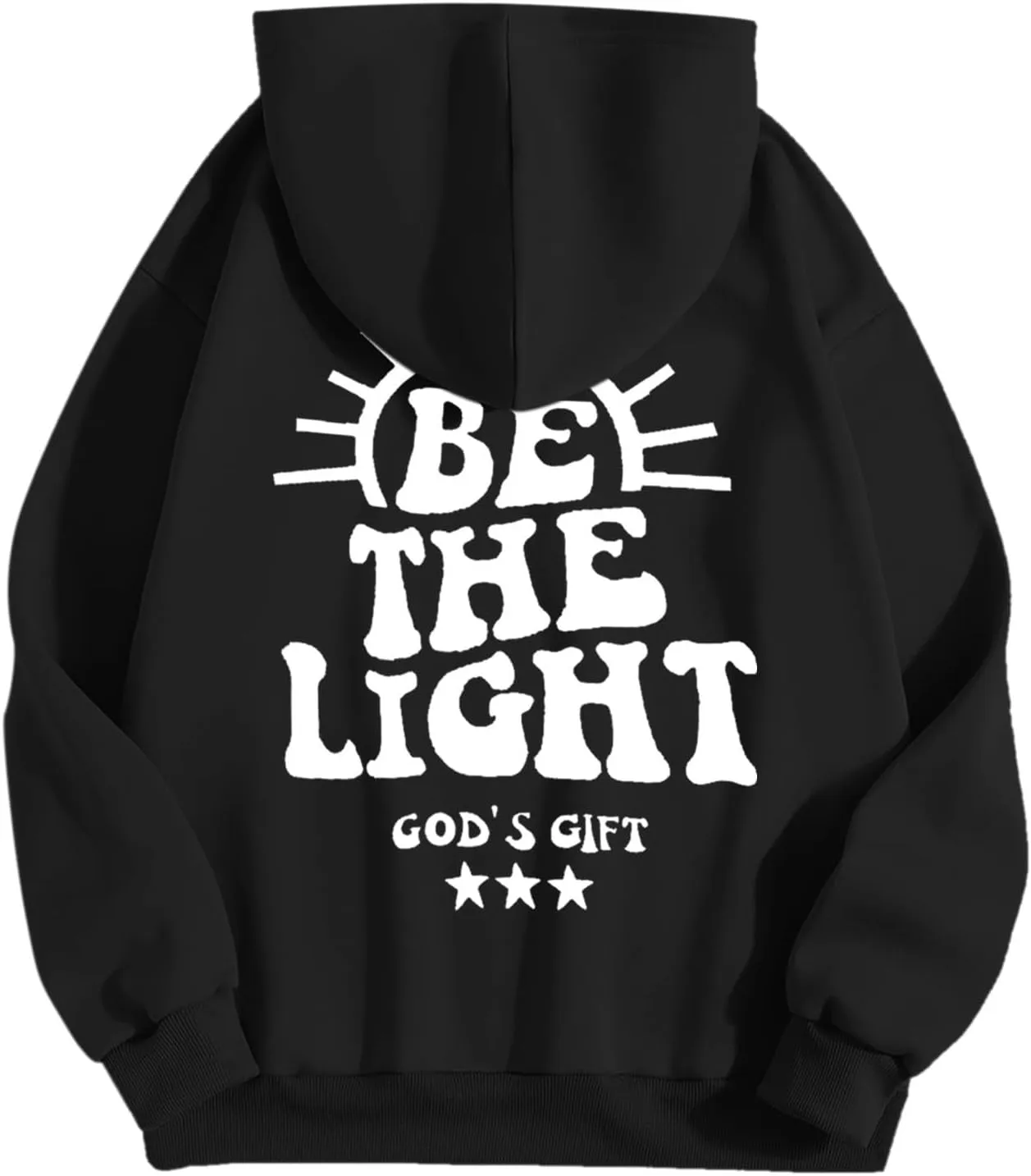 Be The Light Sweatshirt For Women Long Sleeve Drop Shoulder Casual Sweatshirts Drawstring Pockets Comfort Trendy Hoodie