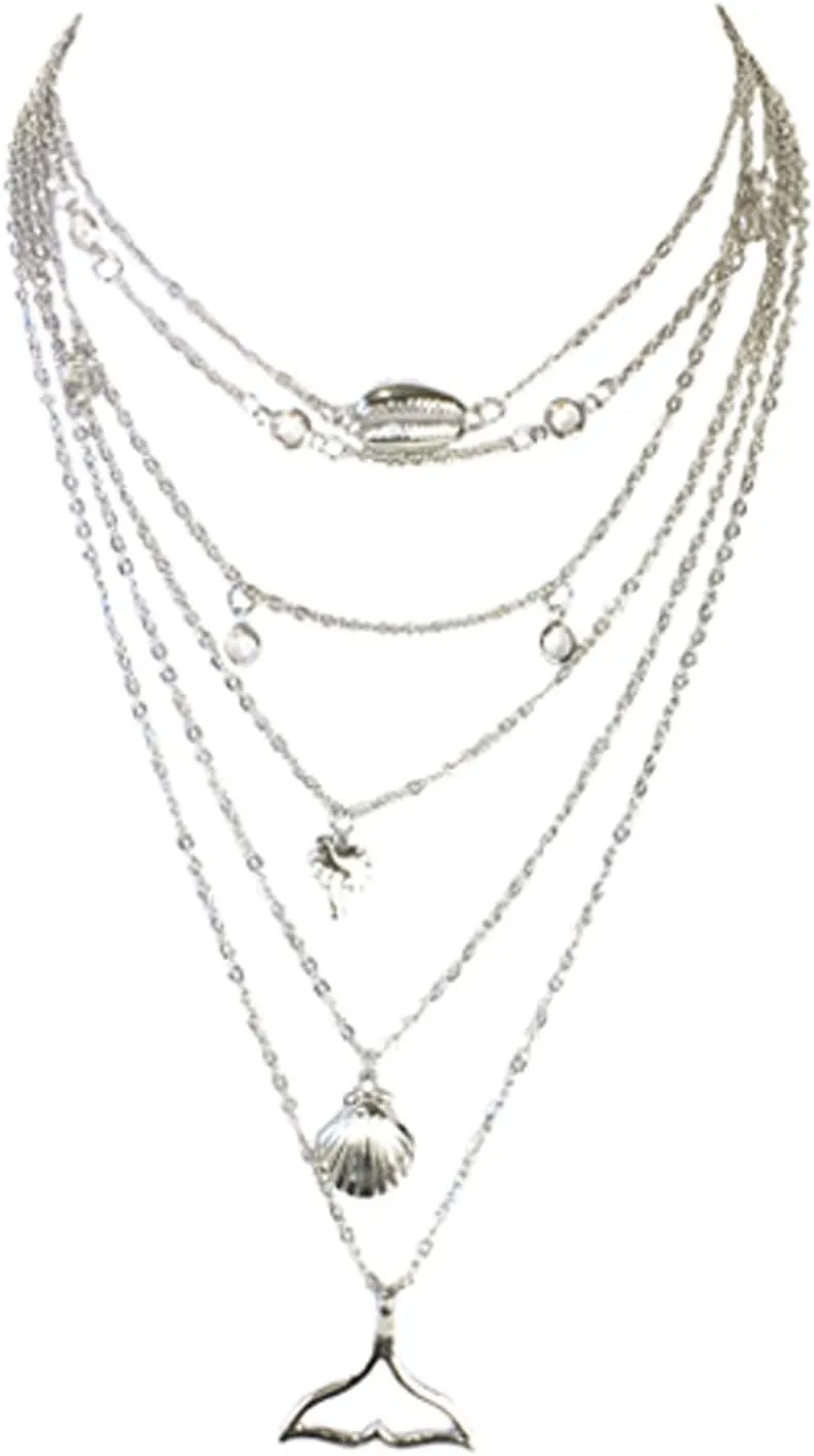 Beach Bliss Multi Layer Necklace, Silvertone