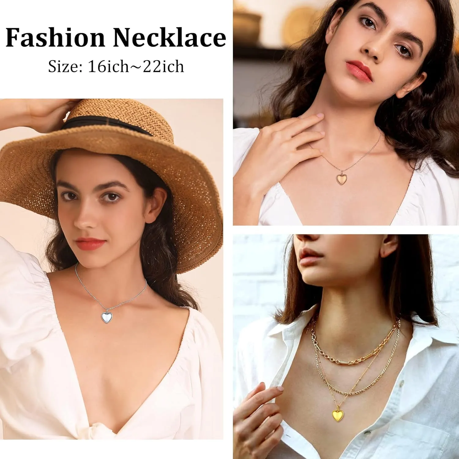 Bestyle Sterling Silver Heart Locket Necklace for Women, Dainty Cute Small Heart Locket Pendant in Gold/Rose Gold/Silver, Love Statement Jewelry Gift for Mother Wife