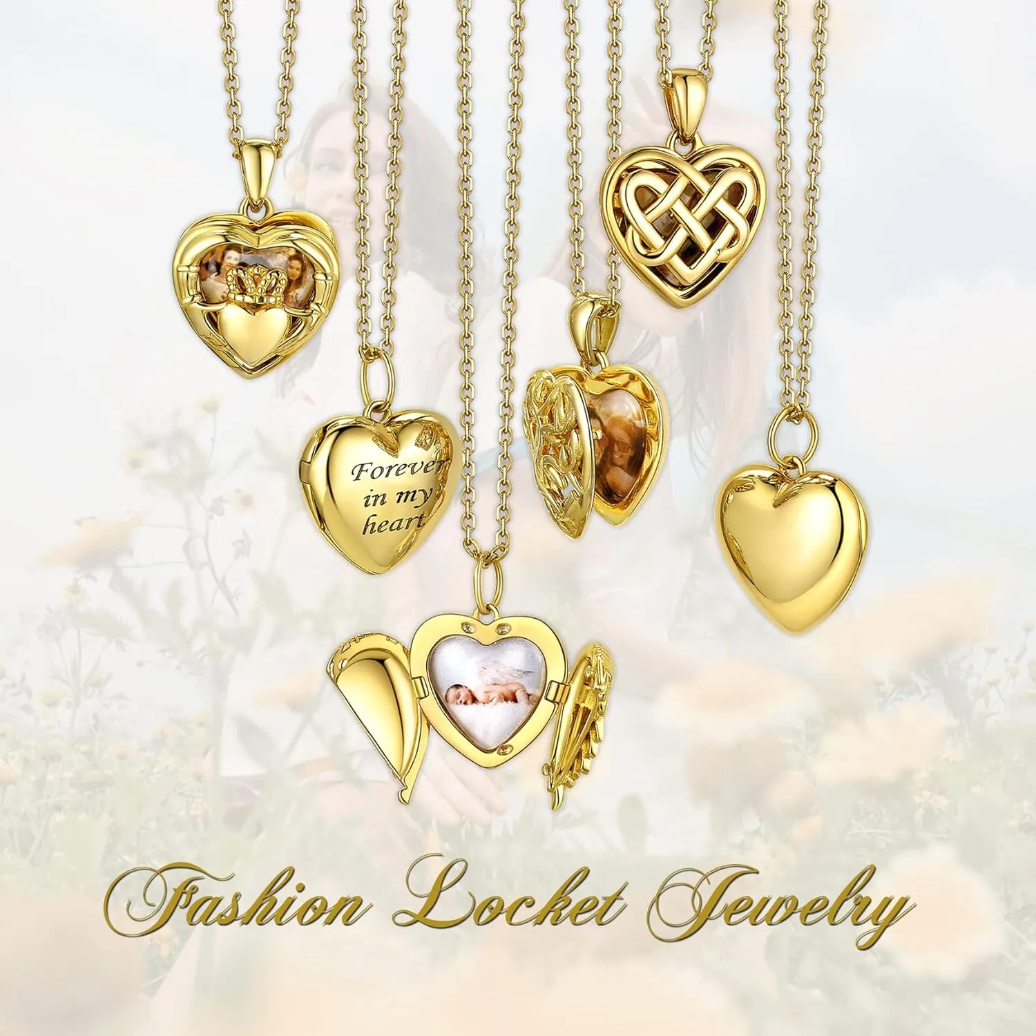 Bestyle Sterling Silver Heart Locket Necklace for Women, Dainty Cute Small Heart Locket Pendant in Gold/Rose Gold/Silver, Love Statement Jewelry Gift for Mother Wife
