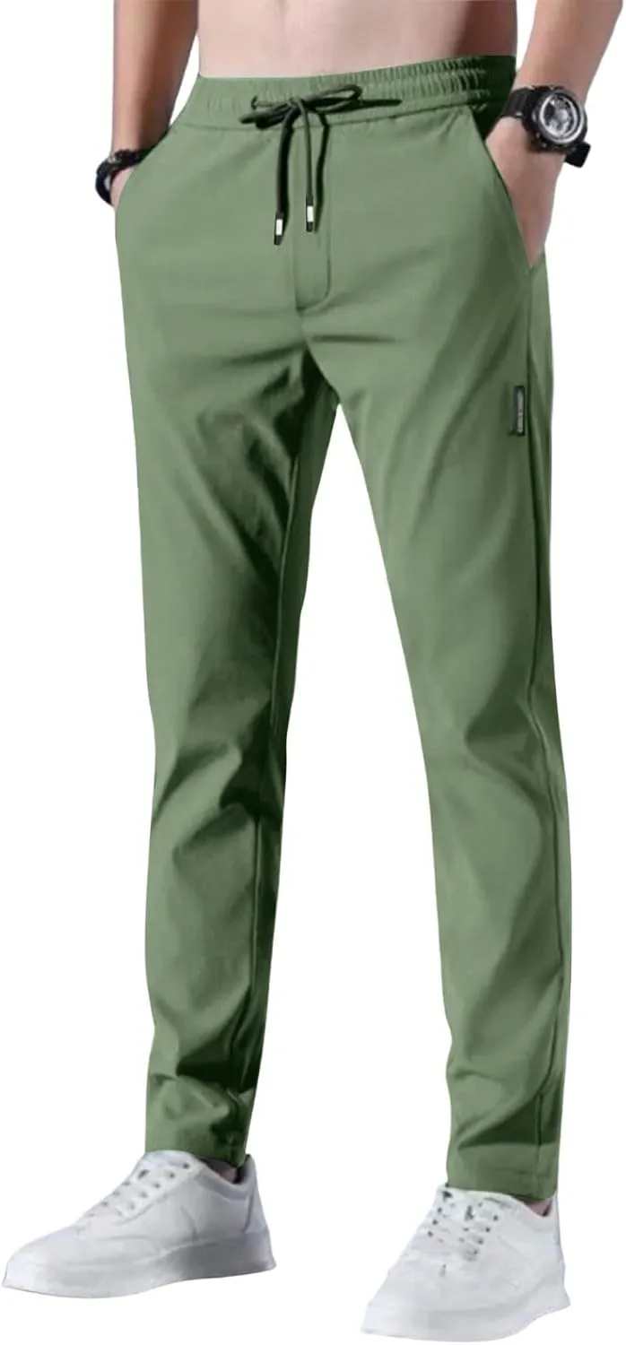 Bevawear Glide Pants Mens Breathable Quick Dry Athletic Pants Stretch Active Drawstring Elastic Waist Hiking Outfits