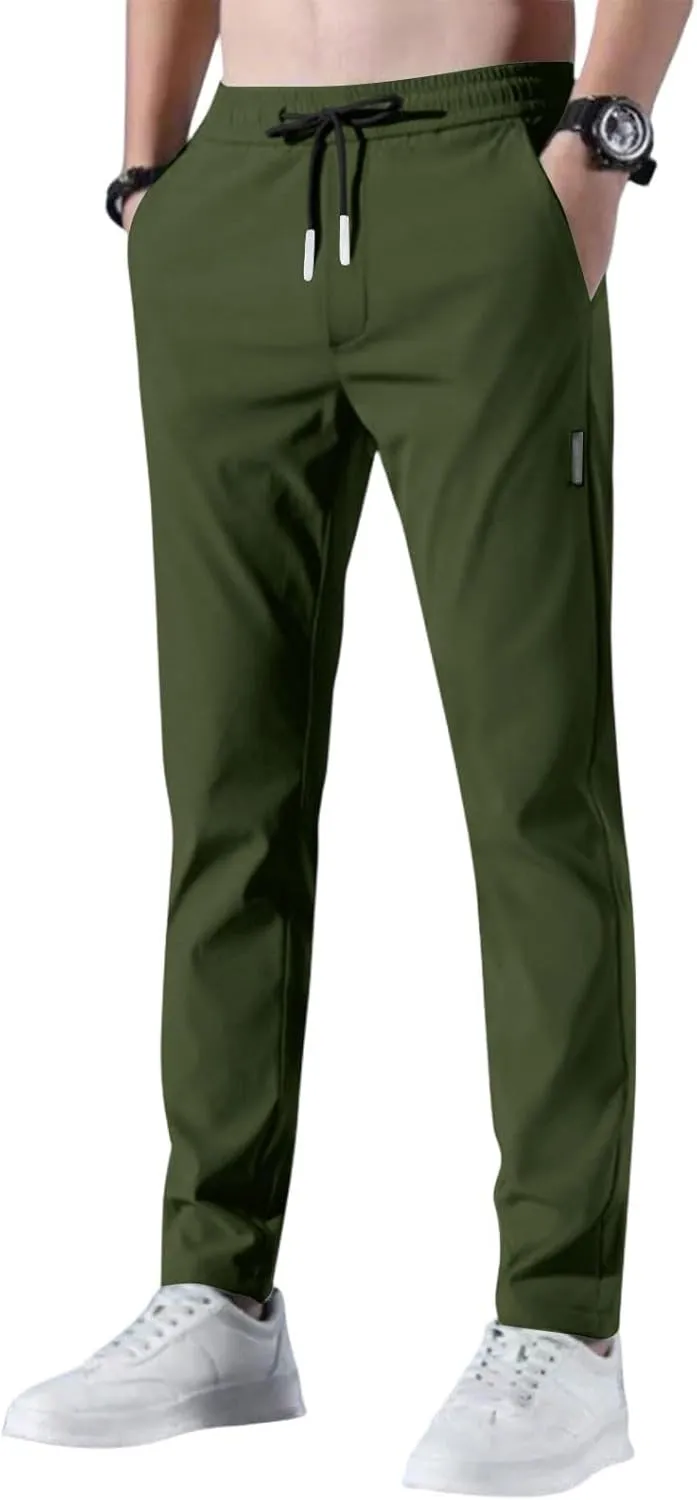 Bevawear Glide Pants Mens Quick Dry Breathable Stretch Athletic Pants Elastic Waist Lightweight Active Hiking Trousers