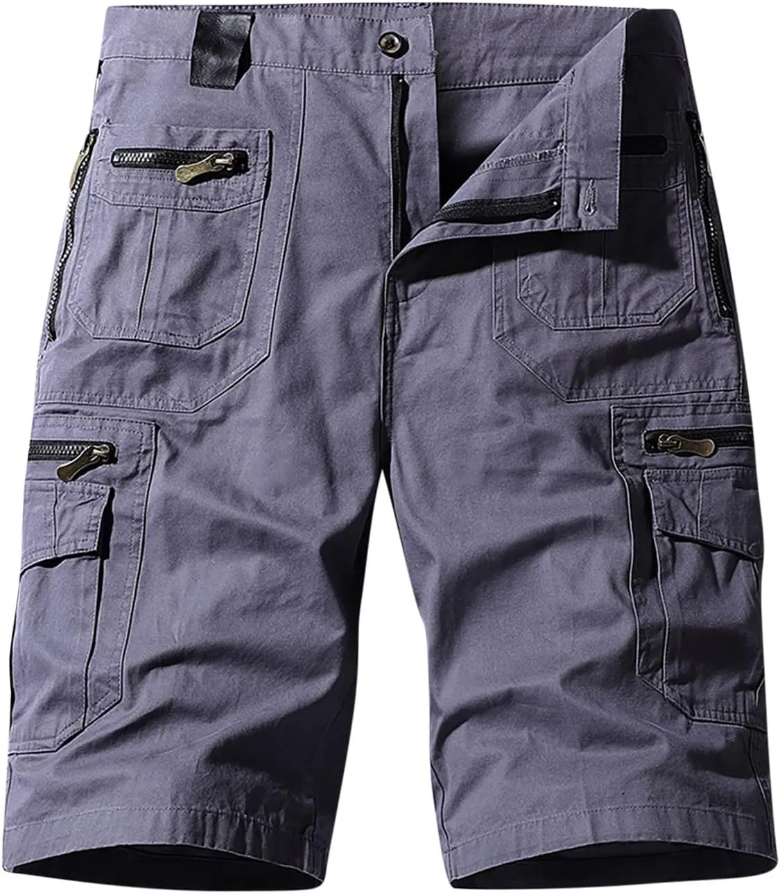 Big and Tall Cargo Shorts for Men Relaxed Fit Buckle Zipper Summer Casual 5" Inseam Linen Shorts Multi Pockets