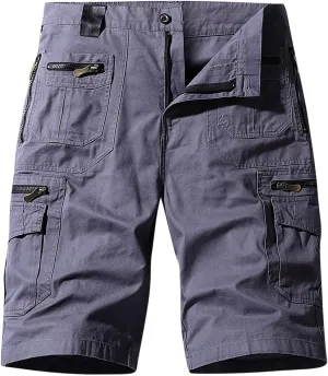 Big and Tall Cargo Shorts for Men Relaxed Fit Buckle Zipper Summer Casual 5" Inseam Linen Shorts Multi Pockets