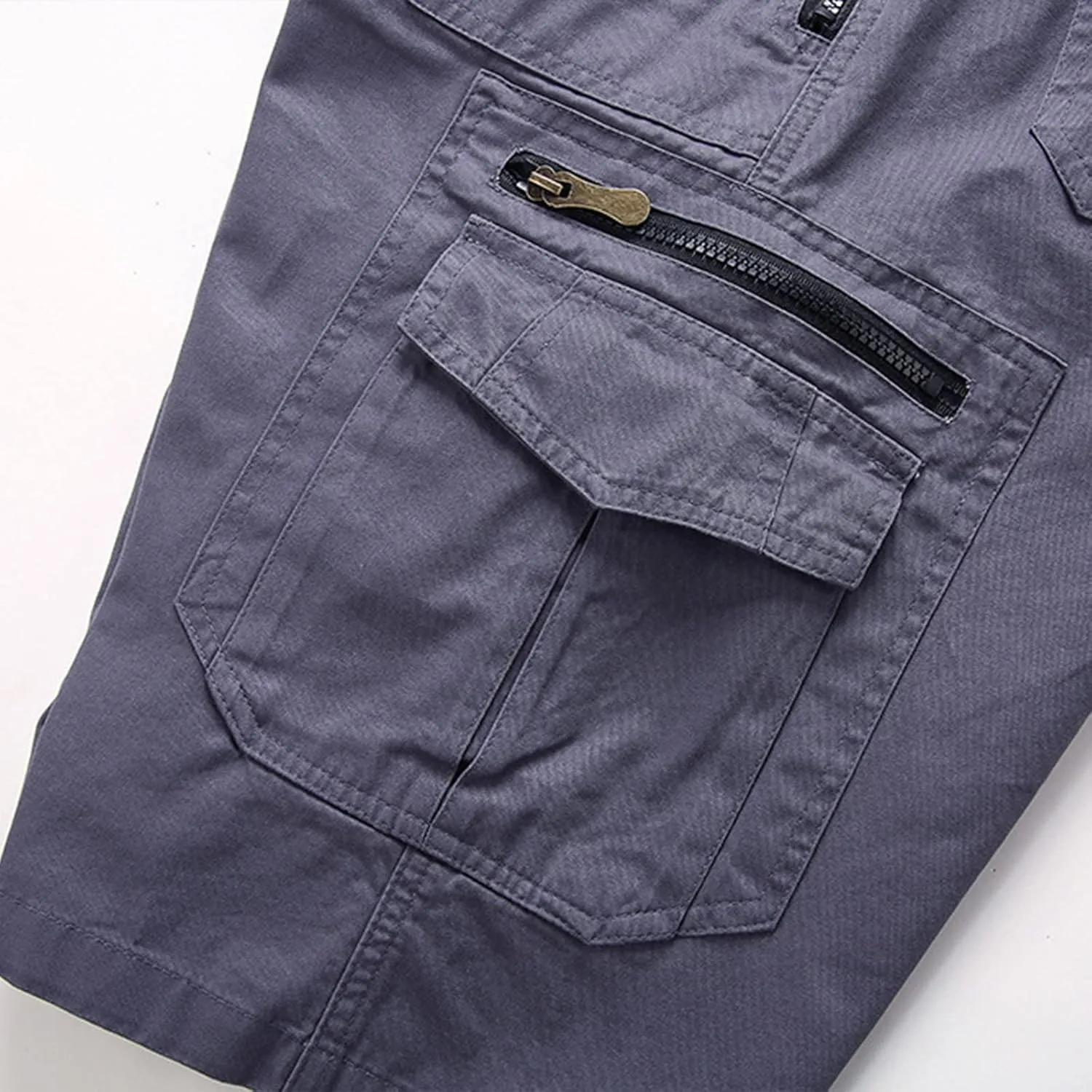 Big and Tall Cargo Shorts for Men Relaxed Fit Buckle Zipper Summer Casual 5" Inseam Linen Shorts Multi Pockets