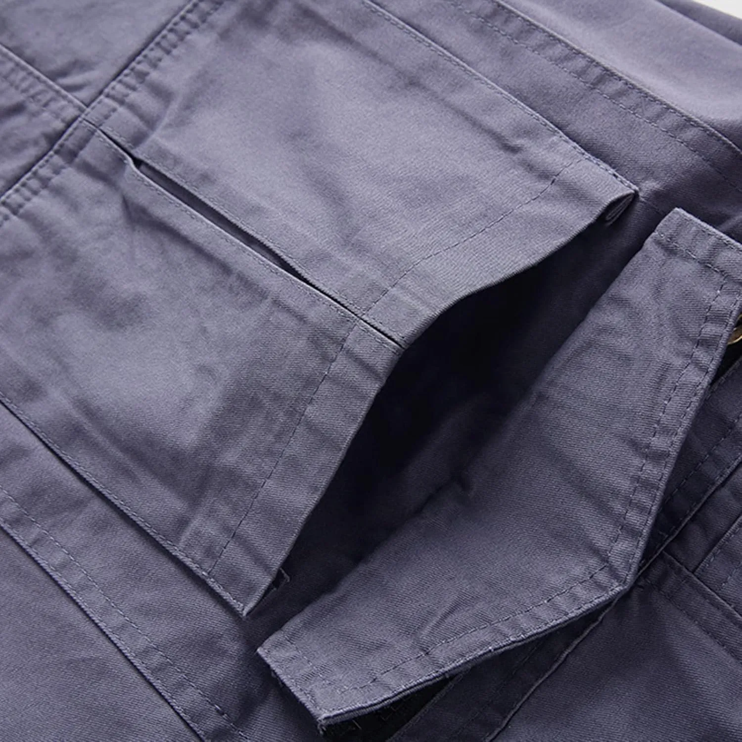 Big and Tall Cargo Shorts for Men Relaxed Fit Buckle Zipper Summer Casual 5" Inseam Linen Shorts Multi Pockets