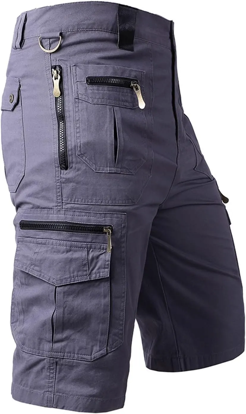Big and Tall Cargo Shorts for Men Relaxed Fit Buckle Zipper Summer Casual 5" Inseam Linen Shorts Multi Pockets