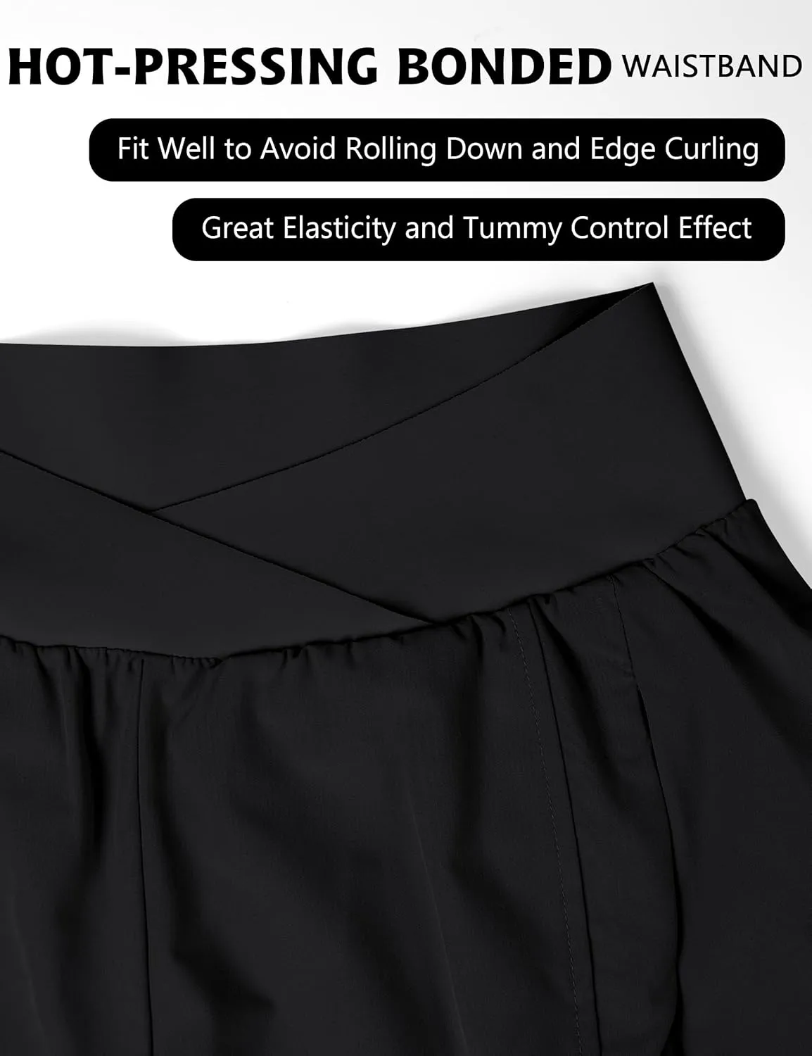 Blooming Jelly Women's Workout Shorts Athletic Running Shorts Crossover High Waisted Gym Shorts with Zipper Pockets
