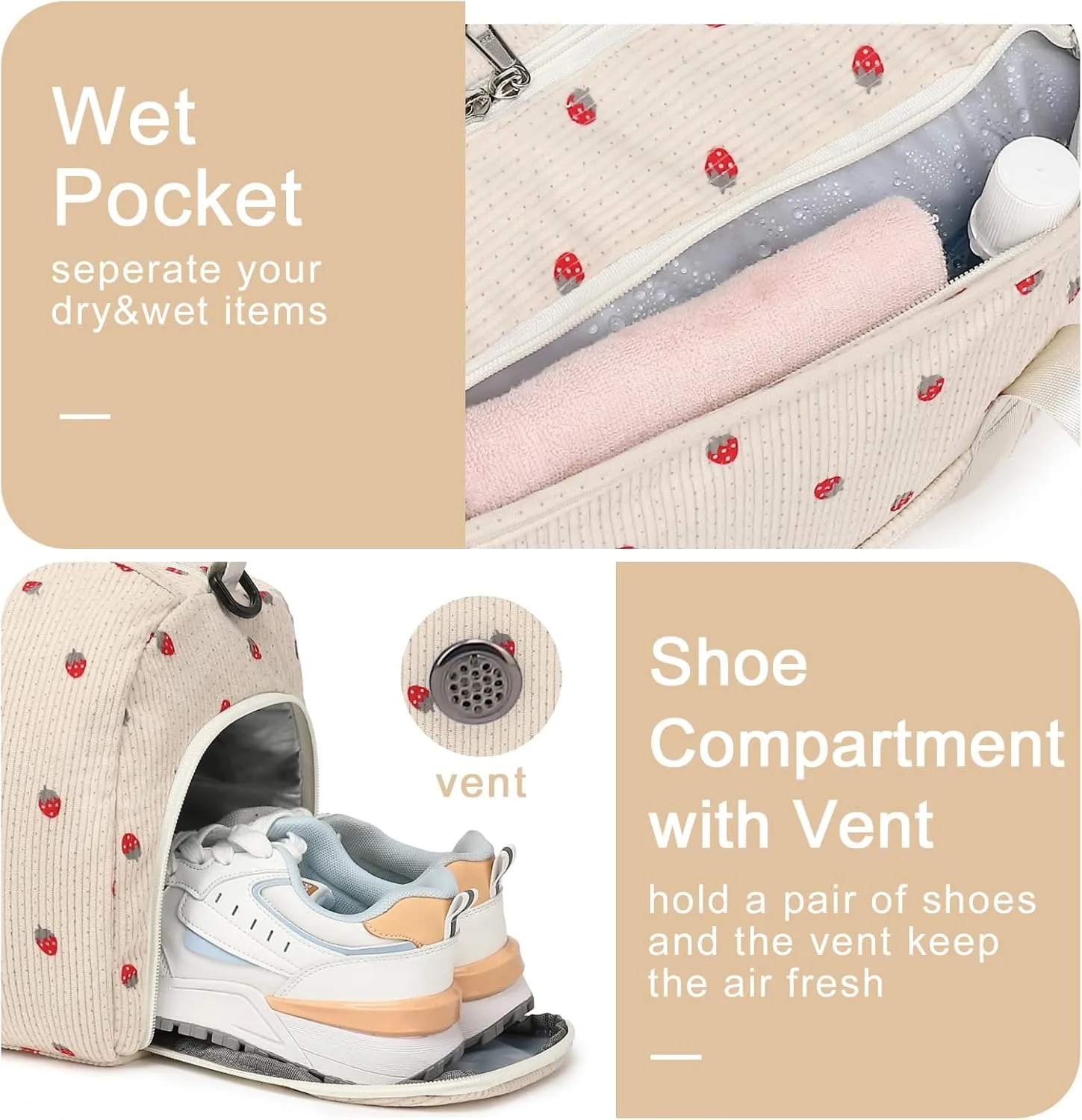 BLUBOON Duffle Bag Girls Kids Cute Gym Bag with Shoes Compartment & Wet Separation Waterproof Sports Overnight Travel Bag