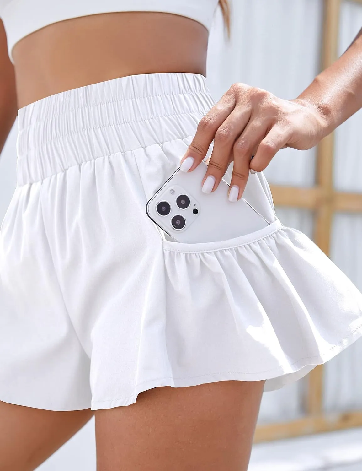BMJL Womens High Waisted Shorts Athletic Running Shorts Workout Gym Quick Dry Flowy Shorts with Pockets
