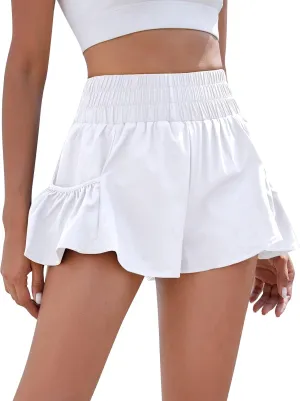 BMJL Womens High Waisted Shorts Athletic Running Shorts Workout Gym Quick Dry Flowy Shorts with Pockets