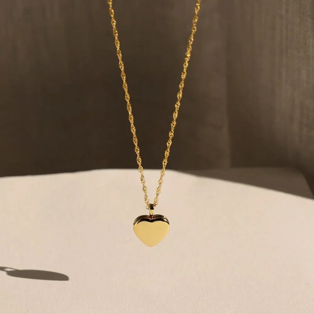 CAITLYNMINIMALIST 18K Gold Sterling Silver Endless Love Dainty Chain Photo Locket Pendant Necklaces Gift for Her