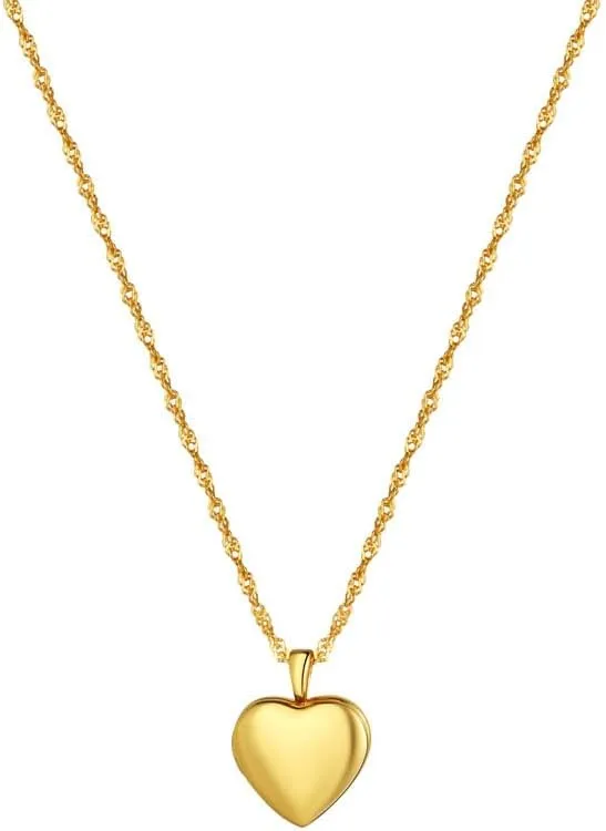 CAITLYNMINIMALIST 18K Gold Sterling Silver Endless Love Dainty Chain Photo Locket Pendant Necklaces Gift for Her