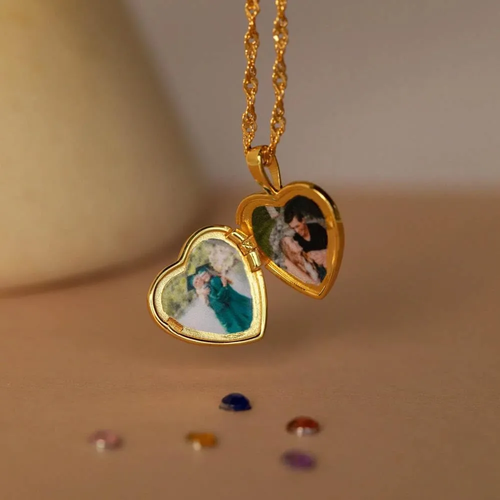 CAITLYNMINIMALIST 18K Gold Sterling Silver Endless Love Dainty Chain Photo Locket Pendant Necklaces Gift for Her
