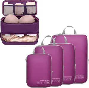 Cambond Compression Packing Cubes for Travel Bundle with Underwear Organizer Bag, Lightweight Bra Organizer