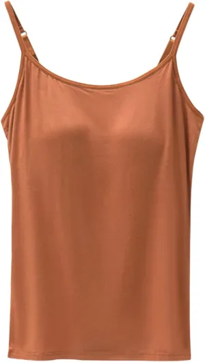 Camisole Tops for Women Built in Bra Plus Size Padded Tank Tops Camisole Spaghetti Strap Workout Athletic Tanktops