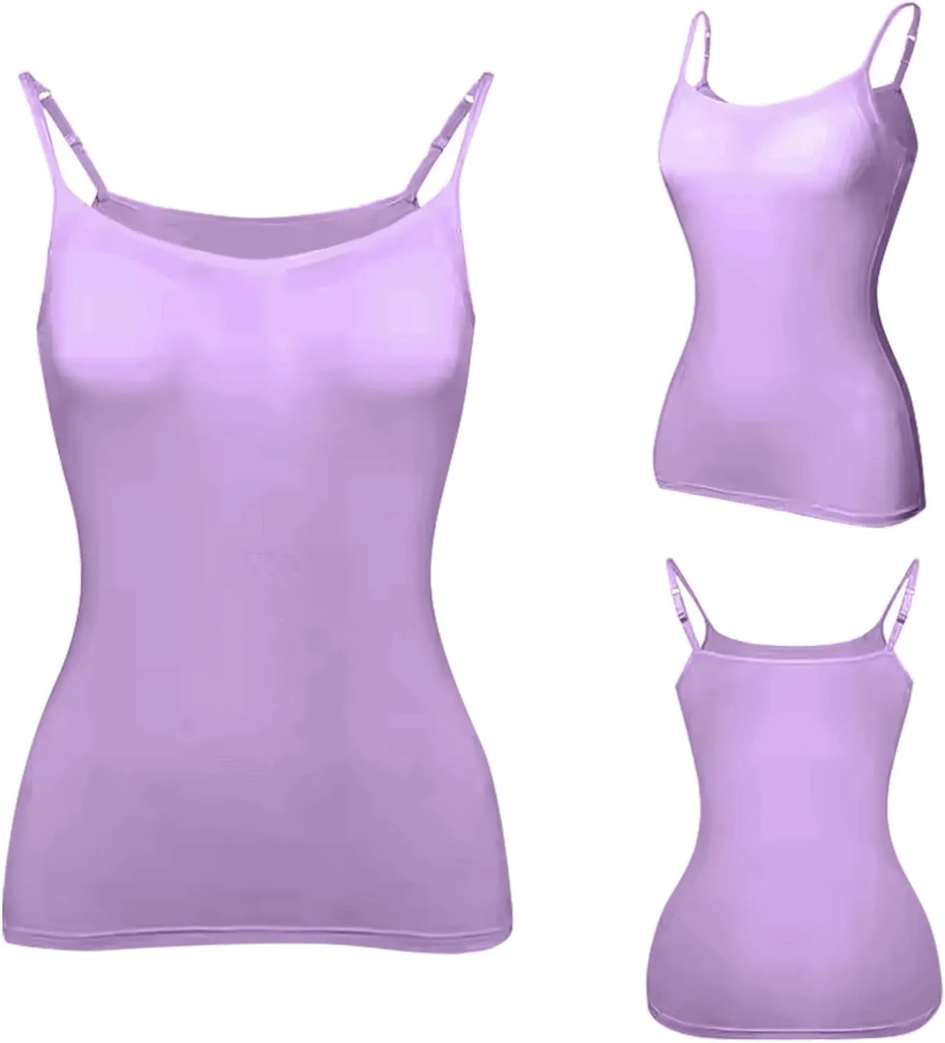 Camisole Tops for Women Built in Bra,2024 Summer Trendy Adjustable Spaghetti Strap Workout Shelf Bra Layer Cami