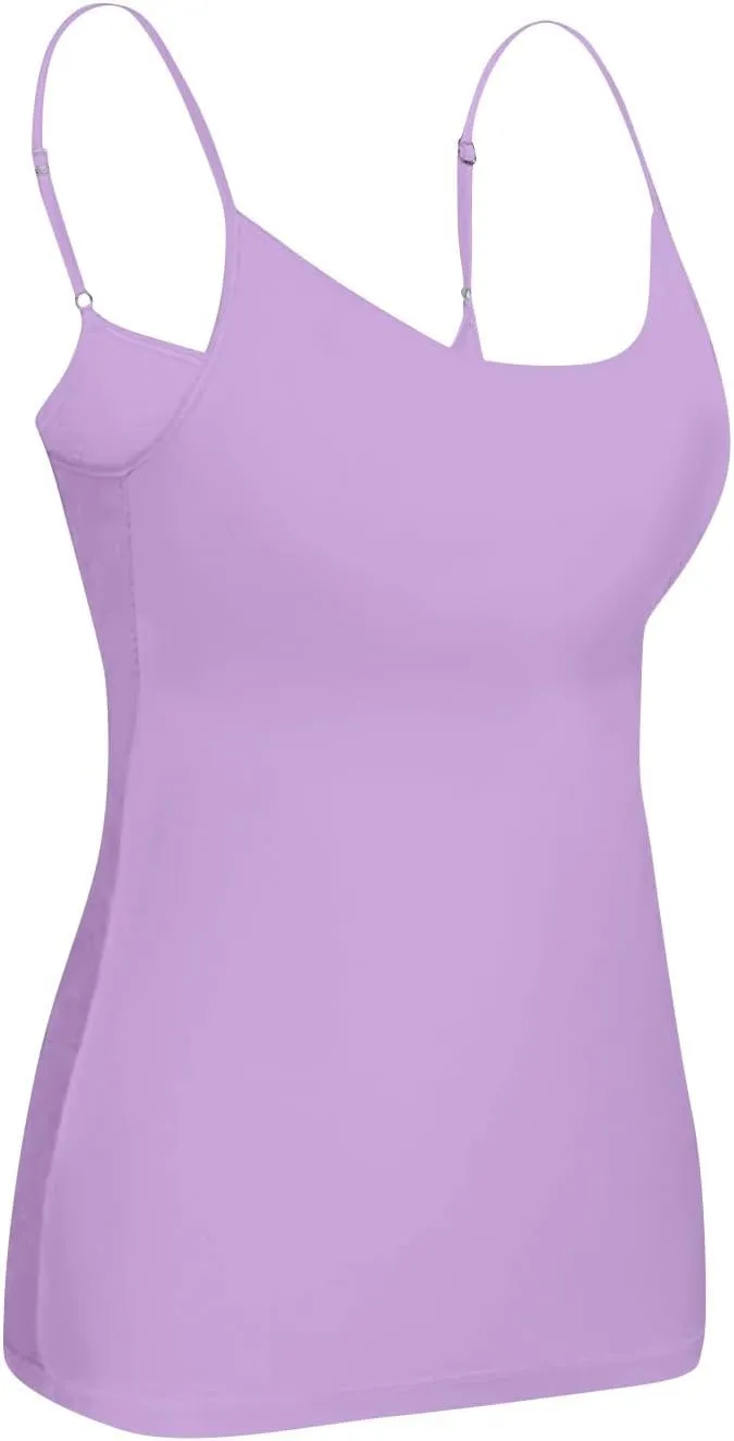 Camisole Tops for Women Built in Bra,2024 Summer Trendy Adjustable Spaghetti Strap Workout Shelf Bra Layer Cami